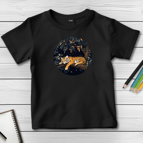 Tigrises póló gyerekeknek fekete színben