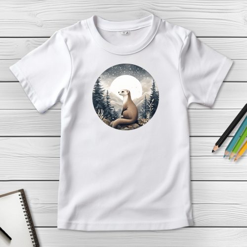 Vadászgörényes póló gyerekeknek fehér színben