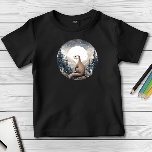 Vadászgörényes póló gyerekeknek fekete színben