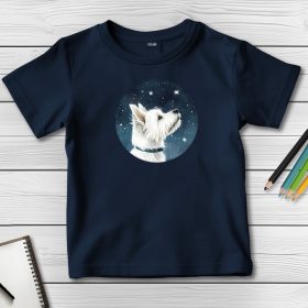 Westie-s póló gyerekeknek sötétkék színben