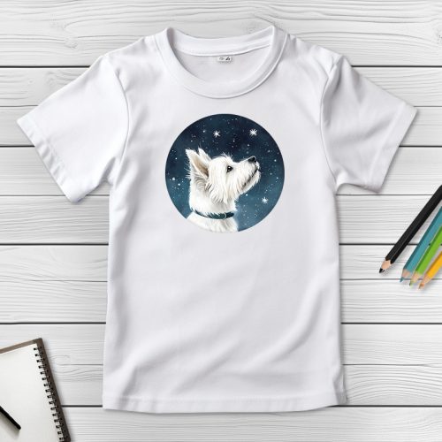 Westie-s póló gyerekeknek fehér színben