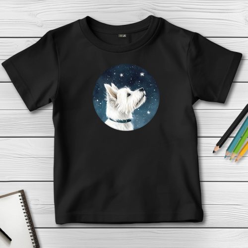 Westie-s póló gyerekeknek fekete színben