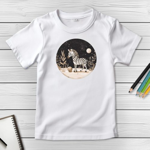 Zebrás póló gyerekeknek fehér színben