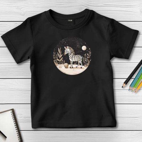 Zebrás póló gyerekeknek fekete színben