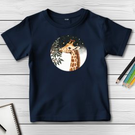 Zsiráfos póló gyerekeknek sötétkék színben