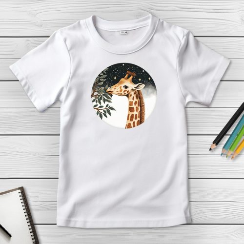 Zsiráfos póló gyerekeknek fehér színben