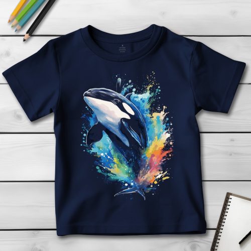 Bálnás póló gyermekeknek sötétkék színben