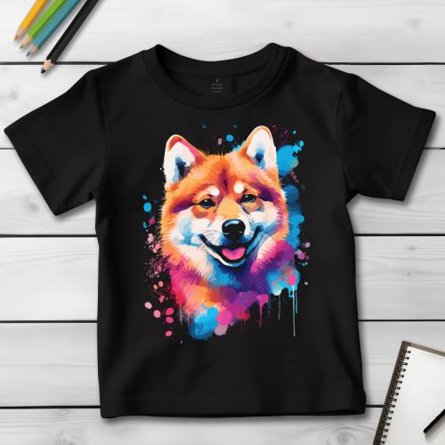 Shiba inus póló gyermekeknek fekete színben