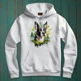 Boston terrier mintás kapucnis pulóver