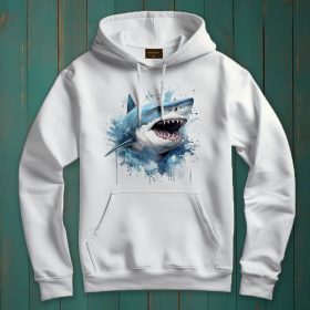 Cápa mintás kapucnis pulóver