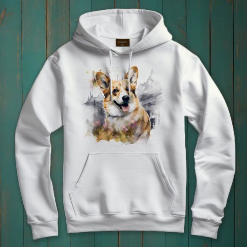 Corgi mintás kapucnis pulóver