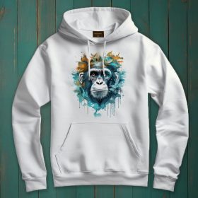 Majom mintás kapucnis pulóver