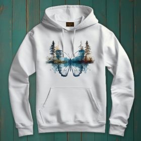 Pillangó mintás kapucnis pulóver