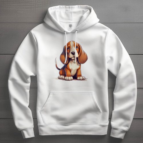 Basset hound mintás kapucnis pulóver