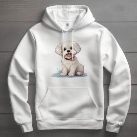 Bichon frisé mintás kapucnis pulóver