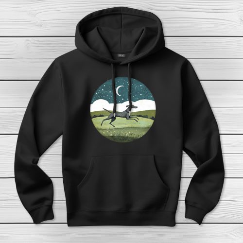 Agaras kapucnis pulcsi fekete színben