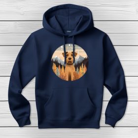 Airedale terrieres kapucnis pulcsi sötétkék színben