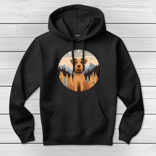 Airedale terrieres kapucnis pulcsi fekete színben