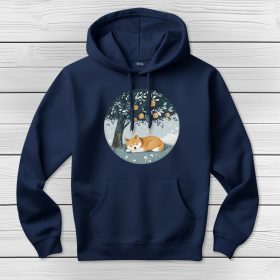 Akitás kapucnis pulcsi sötétkék színben