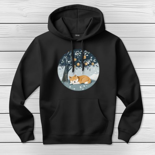 Akitás kapucnis pulcsi fekete színben