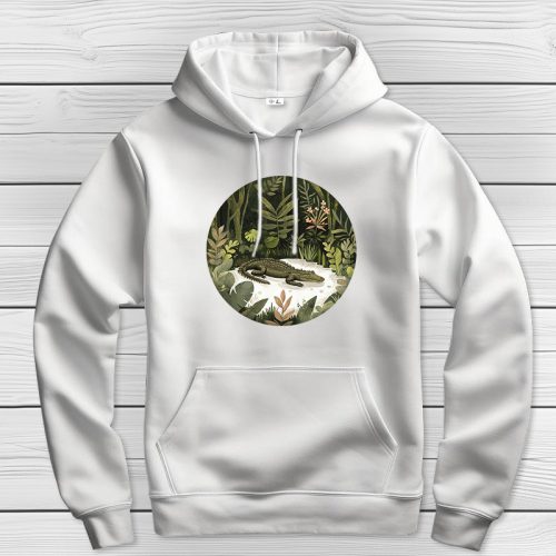 Aligátoros kapucnis pulcsi fehér színben