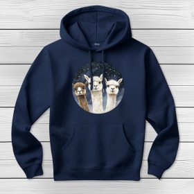 Alpakás kapucnis pulcsi sötétkék színben