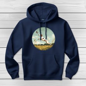 Angol pointeres kapucnis pulcsi sötétkék színben