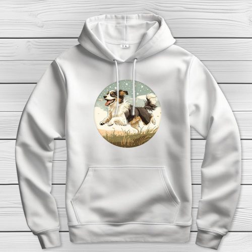 Ausztrál juhászkutyás kapucnis pulcsi fehér színben