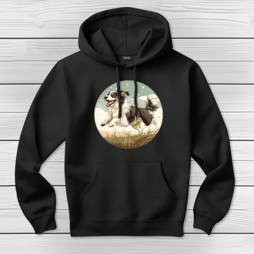 Ausztrál juhászkutyás kapucnis pulcsi fekete színben