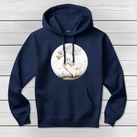 Bichon frisés kapucnis pulcsi sötétkék színben