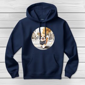 Corgis kapucnis pulcsi sötétkék színben