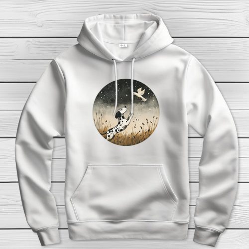 Dalmatás kapucnis pulcsi fehér színben