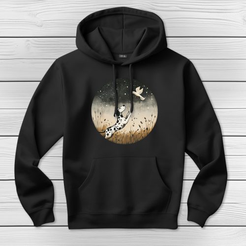 Dalmatás kapucnis pulcsi fekete színben