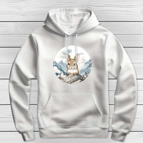 Degus kapucnis pulcsi fehér színben