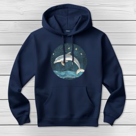 Delfines kapucnis pulcsi sötétkék színben