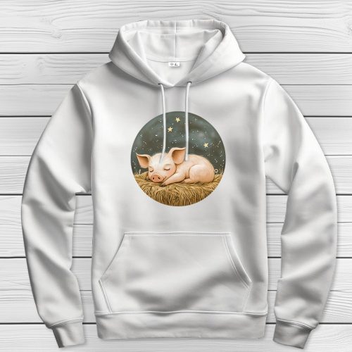 Malacos kapucnis pulcsi fehér színben