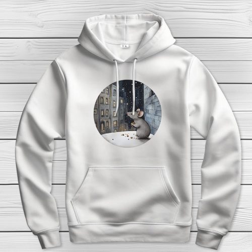 Egeres kapucnis pulcsi fehér színben