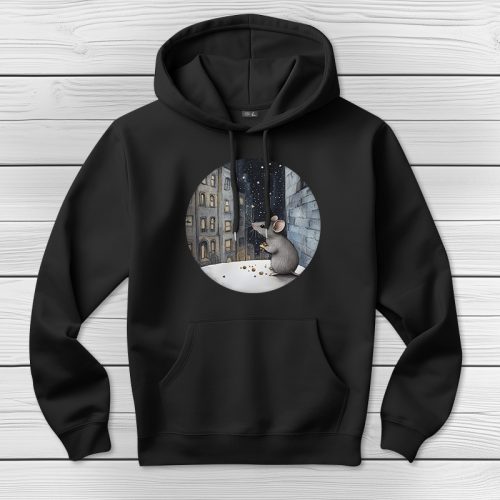 Egeres kapucnis pulcsi fekete színben