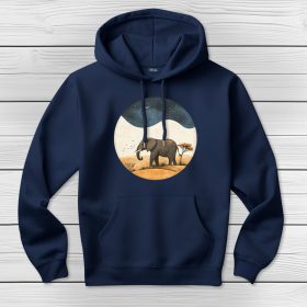 Elefántos kapucnis pulcsi sötétkék színben