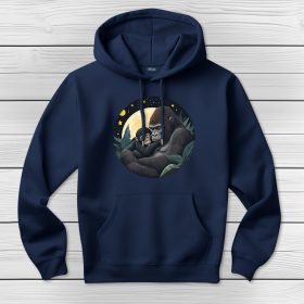 Gorillás kapucnis pulcsi sötétkék színben