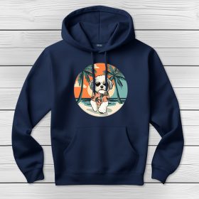 Havanesés kapucnis pulcsi sötétkék színben