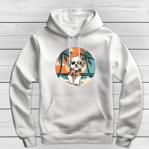 Havanesés kapucnis pulcsi fehér színben