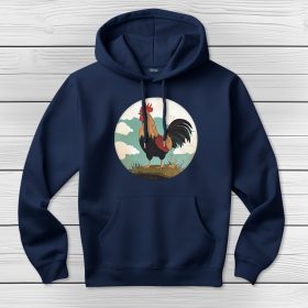 Kakasos kapucnis pulcsi sötétkék színben