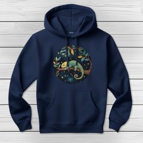 Kaméleonos kapucnis pulcsi sötétkék színben