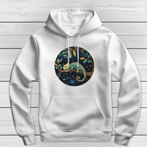 Kaméleonos kapucnis pulcsi fehér színben