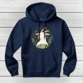 Kecskés kapucnis pulcsi sötétkék színben