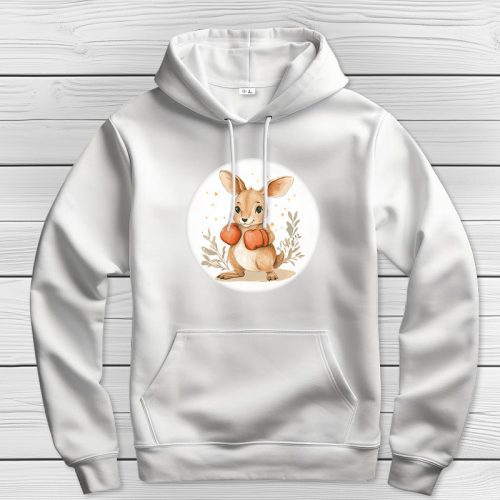 Kengurus kapucnis pulcsi fehér színben