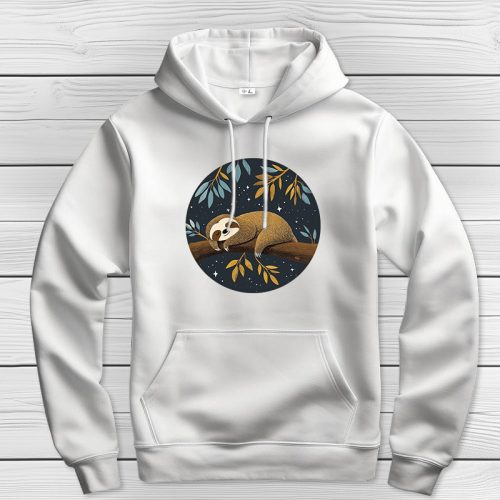 Lajháros kapucnis pulcsi fehér színben