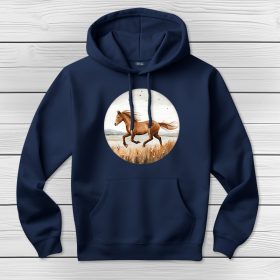 Lovas kapucnis pulcsi sötétkék színben