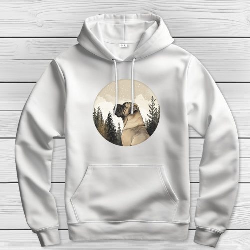 Masztiffos kapucnis pulcsi fehér színben